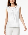 Kasper Womens Cut-out Crossover Shell In Vanilla Ice
