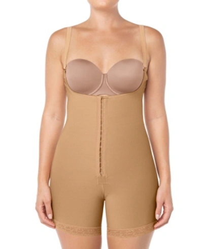 Leonisa Firm Compression Boyshort Body Shaper With Butt Lifter In Tan/beige
