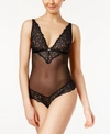 B.tempt'd By Wacoal B. Charming Mesh And Lace Lingerie Bodysuit 936232 In Blackened Pearl