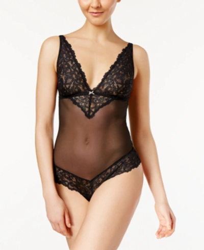 B.tempt'd By Wacoal B. Charming Mesh And Lace Lingerie Bodysuit 936232 In Blackened Pearl