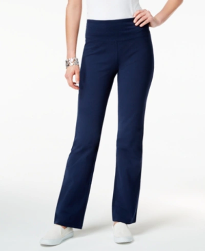 Style & Co Petite Tummy-control Bootcut Yoga Pants, Created For Macy's In Industrial Blue