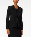 Kasper Crepe One-button Blazer In Black