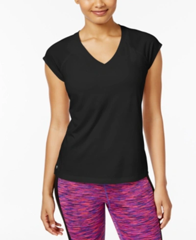 Ideology Women's Essentials Rapidry Heathered Performance T-shirt, Created For Macy's In Black