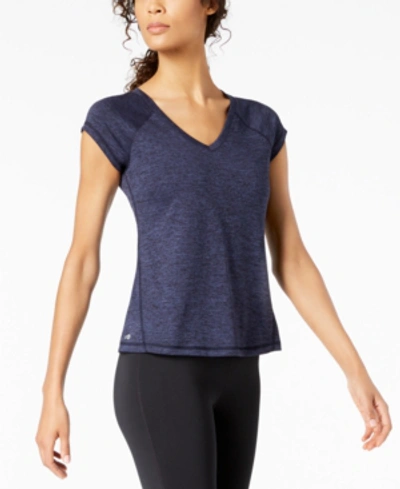 Ideology Women's Essentials Rapidry Heathered Performance T-shirt, Created For Macy's In Navy Serenity