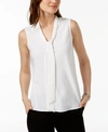 KASPER WOMEN'S SLEEVELESS TIE-NECK TOP, REGULAR AND PETITE SIZES