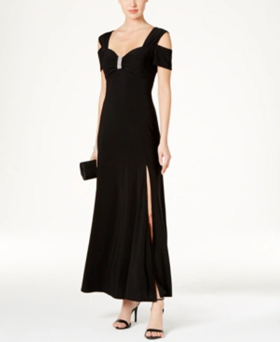 R & M Richards Cold-shoulder Gown In Black