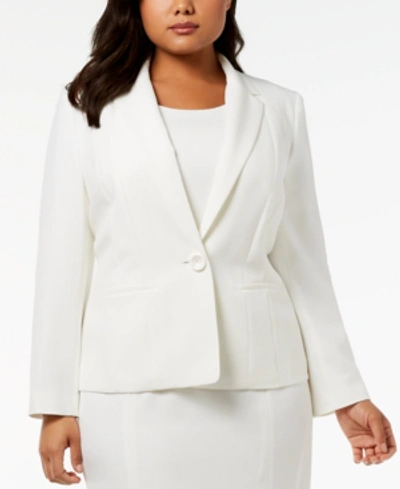 Kasper Plus Size One-button Crepe Blazer In Vanilla