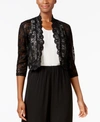 R & M RICHARDS SCALLOPED SEQUIN LACE BOLERO