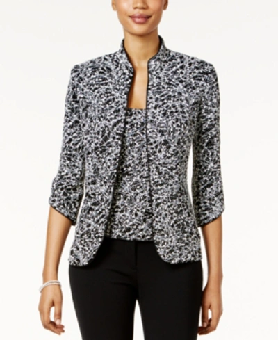 Alex Evenings Printed Jacket And Top Set, Regular & Petite Sizes In Black/white