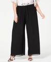 ALEX EVENINGS PLUS SIZE WIDE-LEG CHIFFON PANTS