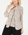 Alex Evenings Plus Size Printed Mandarin Jacket & Top Set In Beige