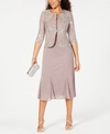 Alex Evenings Plus Size Sequined Chiffon Dress And Jacket In Pewter