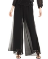 Alex Evenings Chiffon Overlay Wide Leg Pants In Black
