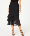 ALEX EVENINGS SKIRT, TIERED CHIFFON MIDI