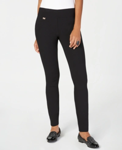 Alfani Women's Tummy-control Pull-on Skinny Pants, Regular, Short And Long Lengths, Created For Macy's In Deep Black