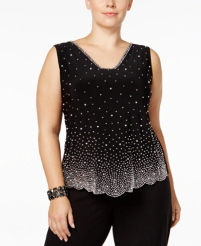 Msk Plus Size Embellished Blouse In Black