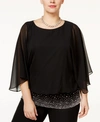 Msk Plus Size Embellished Chiffon Blouse In Black