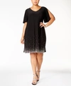 Msk Plus Size Beaded Shift Dress In Black