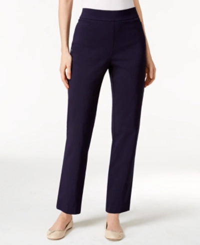 Alfred Dunner Classics Allure Pull-on Slim-leg Pants In Navy