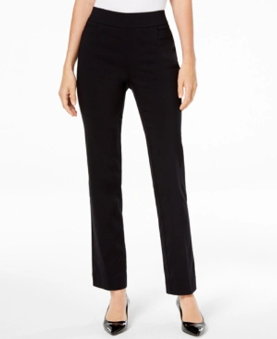 Jm Collection Pull-on Tummy Control Straight Leg Pants, Created For Macy's In Deep Black
