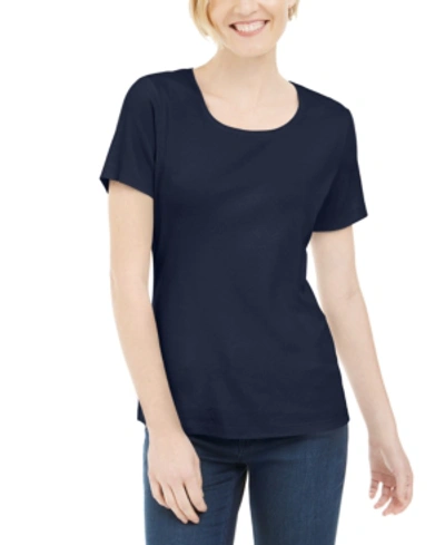 Karen Scott Short Sleeve Scoop Neck Top, Created For Macy's In Intrepid Blue