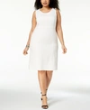 Kasper Plus Size Crepe Sheath Dress In White