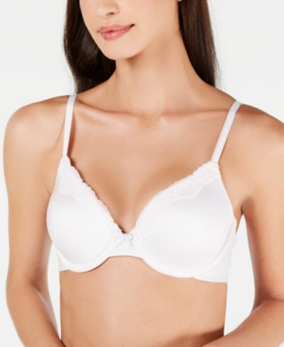 Maidenform Comfort Devotion Extra Coverage Lace Shaping Underwire Bra 9404 In White,stone