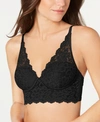 Maidenform Pure Comfort Lace & Mesh Longline Wireless Bralette Dm1188 In Black