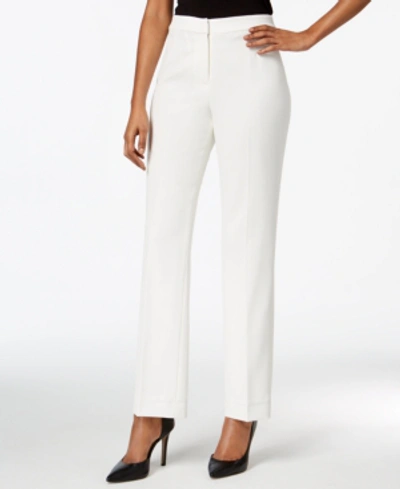 Kasper Straight-leg Modern Crepe Dress Pants In White
