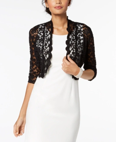 Connected Scalloped Lace Shrug In Black