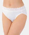 Vanity Fair Flattering Cotton Lace Stretch Brief Underwear 13396, Also Available In Extended Sizes In Star White