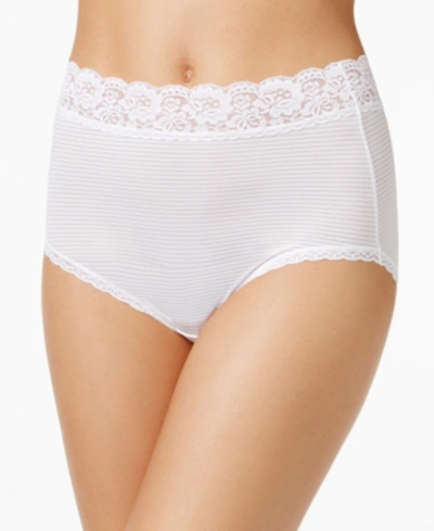 Vanity Fair Flattering Cotton Lace Stretch Brief Underwear 13396, Also Available In Extended Sizes In Star White