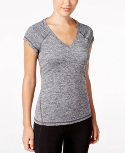 Ideology Women's Essentials Rapidry Heathered Performance T-shirt, Created For Macy's In Black Heather