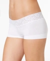 Maidenform Cotton Dream Lace Boyshort Underwear 40859 In White