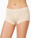 Maidenform Lace Trim Microfiber Boyshort Underwear 40760 In Latte (nude 5)