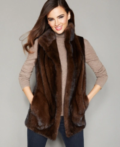 The Fur Vault Stand-collar Mink Fur Vest In Mahogany