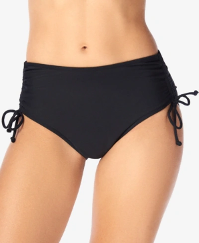 Swim Solutions Adjustable Ruched Brief Bottoms In Black