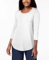 Jm Collection Women's 3/4-sleeve Scoop Neck Top, Created For Macy's In Bright White