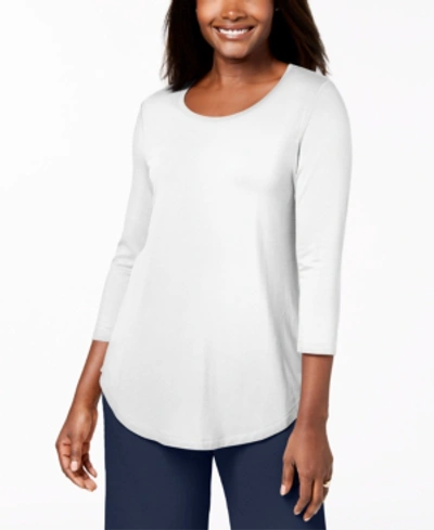 Jm Collection 3/4-sleeve Scoop Neck Top, Created For Macy's In Bright White