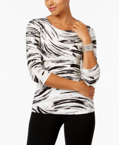 Jm Collection Printed Jacquard Top, In Regular And Petite, Created For Macy's In Neutral Windswept