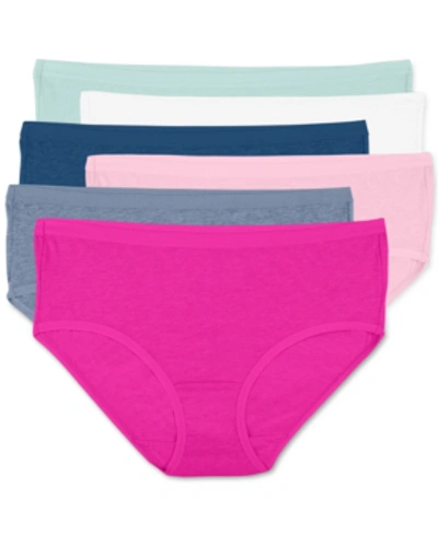 Fruit Of The Loom Premium 6-pk. Ultra-soft Hipster Underwear 6dpusp1 In Summer Rain, White, Blue My Mind, Pretty Orchid. Blue Collar. Passion Punch