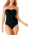 ANNE COLE TWIST-FRONT RUCHED ONE-PIECE SWIMSUIT