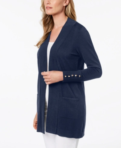 Jm Collection Women's Button-sleeve Flyaway Cardigan, Exclusively At Macy's In Intrepid Blue