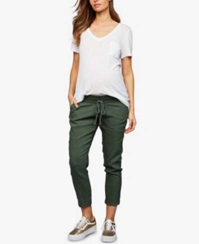 A Pea In The Pod Maternity Chambray Jogger Pants In Thyme