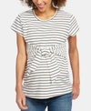 A Pea In The Pod Maternity Tie-waist Top In White-black Stripe