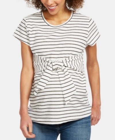 A Pea In The Pod Maternity Tie-waist Top In White/ Black Stripe