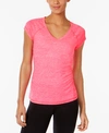 Ideology Women's Essentials Rapidry Heathered Performance T-shirt, Created For Macy's In Molten Pink