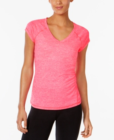 Ideology Women's Essentials Rapidry Heathered Performance T-shirt, Created For Macy's In Molten Pink