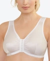 Glamorise Front-close Cotton T-back Wire-free Comfort Bra In White