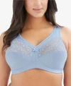 Glamorise Women's Full Figure Plus Size Magic Lift Moisture Control Wirefree Bra 1064 In Blue